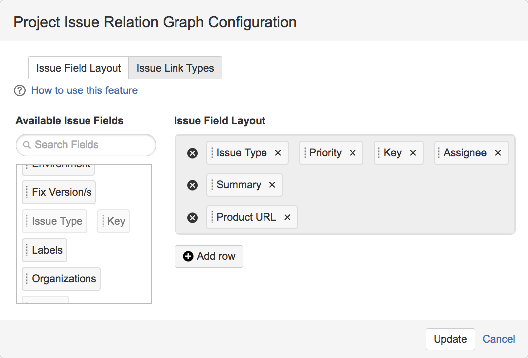 Figure: Project Configuration window displaying the Issue Field Layout tab