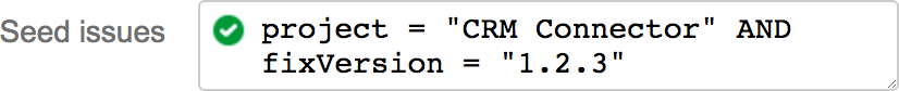 Seed issue JQL selecting a project release version