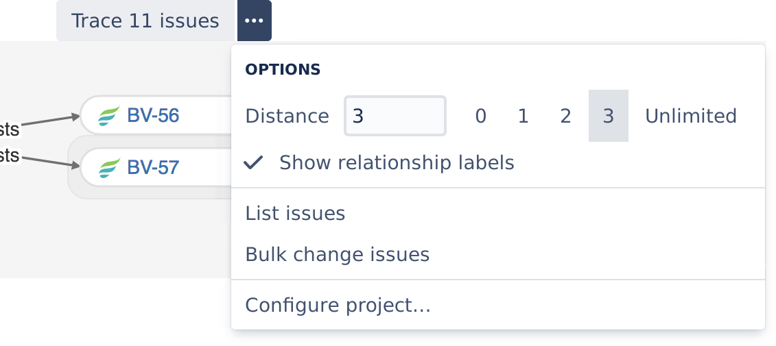 Figure: Contextual menu attached to context traces