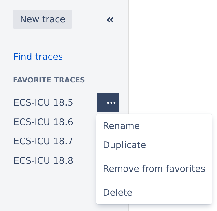 Figure: The Favorite Traces component in the Trace Studio, providing instant recall of saved trace configurations applied to current Jira data.