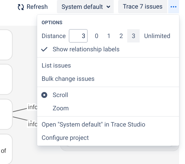 Figure: Contextual menu attached to context traces
