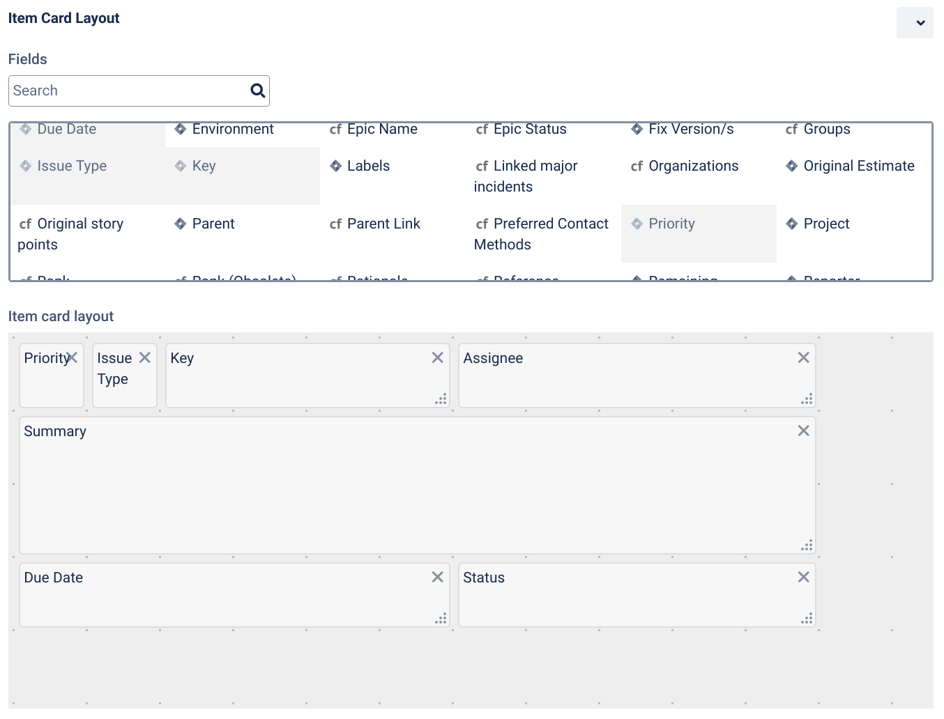 The new item card layout editor in Vivid Trace version 2025.1