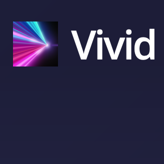 Trademark: Vivid Inc. company logo and name on royal blue